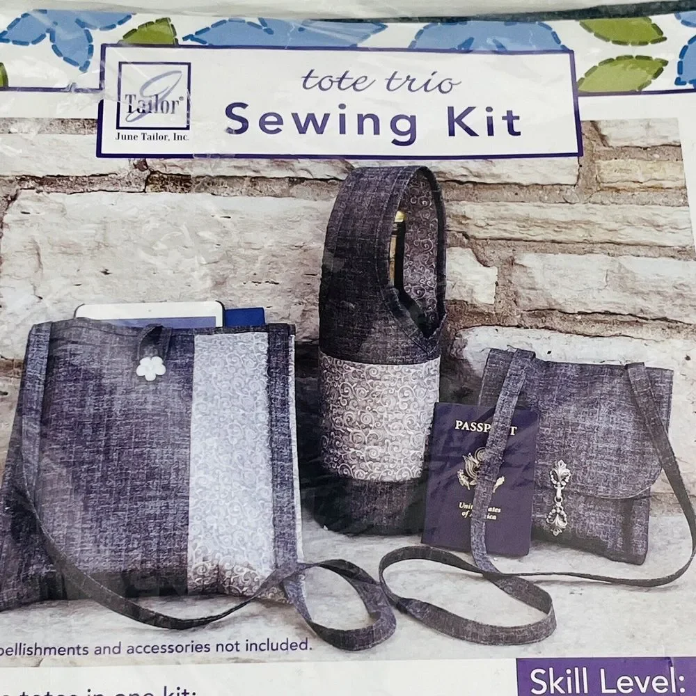 June Tailor Tote Trio Sewing Kit Gray Red Tablet‎ Bottle Caddy Crossbody JT-1634